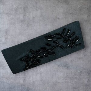 Vintage black beaded lipstick case with mirror